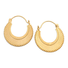 Load image into Gallery viewer, Polished 18k Gold-Plated Brass Hoop Earrings Crafted in Bali - Heaven's Palace | NOVICA
