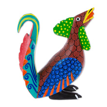 Load image into Gallery viewer, Hand-Carved &amp; Hand Painted Wood Rooster Alebrije Figurine - Striking Rooster | NOVICA
