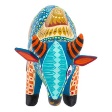 Load image into Gallery viewer, Colorful Hand-Painted Mexican Wood Alebrije Bull Figurine - Invincible Bull | NOVICA
