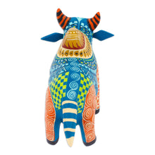 Load image into Gallery viewer, Colorful Hand-Painted Mexican Wood Alebrije Bull Figurine - Invincible Bull | NOVICA
