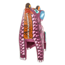 Load image into Gallery viewer, Copal Wood Alebrije Coyote Figurine Hand-Painted in Purple - Fantasy Coyote | NOVICA
