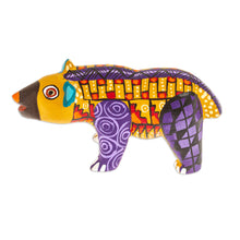 Load image into Gallery viewer, Handmade Geometric Yellow Copal Wood Bear Alebrije Figurine - The Noble Master in Yellow | NOVICA
