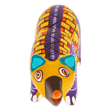 Load image into Gallery viewer, Handmade Geometric Yellow Copal Wood Bear Alebrije Figurine - The Noble Master in Yellow | NOVICA
