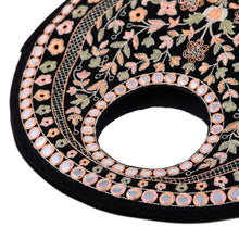 Load image into Gallery viewer, Floral Embroidered Black Velvet Handbag in Bright Hues - Jaipur Paradise | NOVICA
