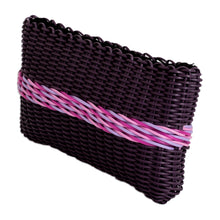 Load image into Gallery viewer, Hand-Woven Recycled Vinyl Cord Cosmetic Bag in Purple &amp; Pink - Sweet Berry | NOVICA
