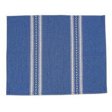 Load image into Gallery viewer, Blue &amp; White Hand-Woven Zapotec Cotton Placemat from Mexico - Magical Blue | NOVICA
