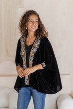 Load image into Gallery viewer, Golden and Silver Hand-Beaded Layering Jacket in Black - Golden Nightbird | NOVICA
