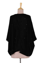 Load image into Gallery viewer, Golden and Silver Hand-Beaded Layering Jacket in Black - Golden Nightbird | NOVICA
