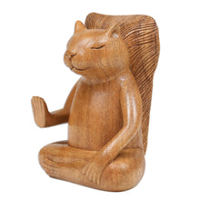 Load image into Gallery viewer, Hand-Carved Wood Sculpture of Meditating Squirrel from Bali - Blessing Squirrel | NOVICA
