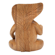Load image into Gallery viewer, Hand-Carved Wood Sculpture of Meditating Squirrel from Bali - Blessing Squirrel | NOVICA
