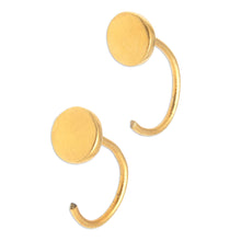 Load image into Gallery viewer, Minimalist Round 22k Gold-Plated Brass Ear Cuffs - Fashionable | NOVICA
