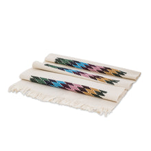 Load image into Gallery viewer, Woven Colorful Cotton Table Runner in an Alabaster Base Hue - Alabaster Rainbow | NOVICA
