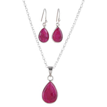 Load image into Gallery viewer, 18-Carat Faceted Ruby Necklace and Earrings Jewelry Set - Blissful Ruby | NOVICA
