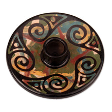 Load image into Gallery viewer, Handcrafted Swirl-Patterned Round Ceramic Palo Santo Burner - Ancestral Swirls | NOVICA
