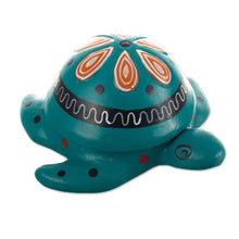 Load image into Gallery viewer, Hand-Painted Green Ceramic Turtle Tealight Candleholder - Luminous Carapace | NOVICA
