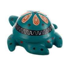 Load image into Gallery viewer, Hand-Painted Green Ceramic Turtle Tealight Candleholder - Luminous Carapace | NOVICA
