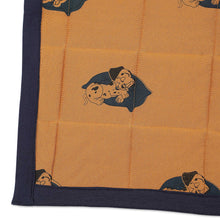 Load image into Gallery viewer, Dog-Themed Printed Cotton Pet Blanket in Honey and Navy - Honey Nap | NOVICA
