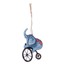 Load image into Gallery viewer, Hand-Painted Papier Mache Ornament of Elephant on a Bike - Giant&#39;s Spectacle | NOVICA
