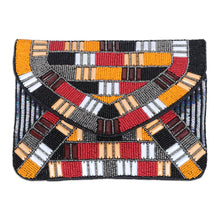 Load image into Gallery viewer, Handcrafted Geometric Beaded Clutch in Vibrant Hues - India's Glamour | NOVICA
