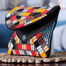 Load image into Gallery viewer, Handcrafted Geometric Beaded Clutch in Vibrant Hues - India's Glamour | NOVICA
