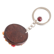Load image into Gallery viewer, Handmade Painted Pinewood and Cold Porcelain Turtle Keychain - The Little Turtle | NOVICA

