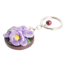 Load image into Gallery viewer, Handmade Painted Pinewood and Cold Porcelain Guaria Keychain - The Little Guaria | NOVICA
