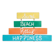 Load image into Gallery viewer, Hand-Painted Wood Wall Art with Inspirational Message - Beach Love | NOVICA
