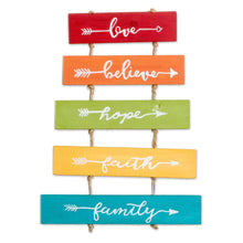 Load image into Gallery viewer, Hand-Painted Inspirational Wood Wall Art with Jute Cords - Happy Thoughts | NOVICA
