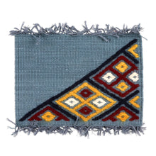 Load image into Gallery viewer, 2 Grey Cotton Coasters with Hand-Embroidered Geometric Motif - Embellished Grey | NOVICA
