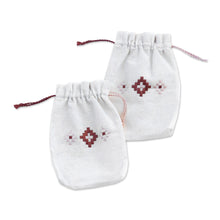 Load image into Gallery viewer, Set of 2 Embroidered Cotton Pouches from Armenia - Latte | NOVICA
