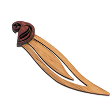 Load image into Gallery viewer, Macaw-Themed Leafy Teak and Mora Wood Bookmark - Intellectual Macaw | NOVICA
