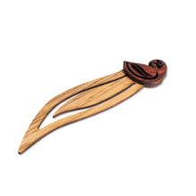 Load image into Gallery viewer, Macaw-Themed Leafy Teak and Mora Wood Bookmark - Intellectual Macaw | NOVICA
