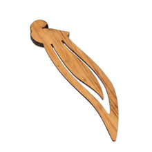 Load image into Gallery viewer, Macaw-Themed Leafy Teak and Mora Wood Bookmark - Intellectual Macaw | NOVICA
