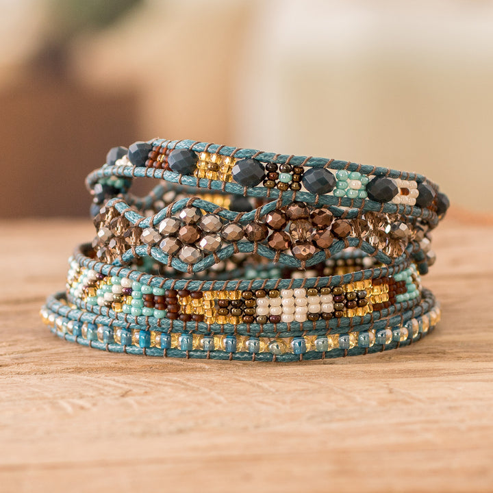 Handcrafted Beaded Positive Energy Long Wrap Bracelet - Path of Guidance | NOVICA