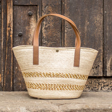 Load image into Gallery viewer, Handcrafted Beige and Golden Natural Fiber Shoulder Bag - El Sunzal Beach | NOVICA
