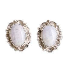 Load image into Gallery viewer, Sterling Silver Button Earrings with Lilac Jade Stones - Maya Queen in Lilac | NOVICA
