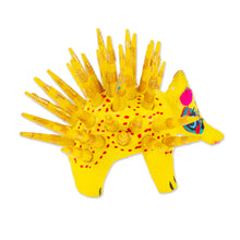 Load image into Gallery viewer, Hand-Painted Wood Alebrije Porcupine Figurine in Yellow - Cute Porcupine in Yellow | NOVICA
