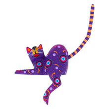 Load image into Gallery viewer, Hand-Painted Purple Copal Wood Alebrije Cat Figurine - Placid Feline in Purple | NOVICA
