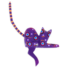 Load image into Gallery viewer, Hand-Painted Purple Copal Wood Alebrije Cat Figurine - Placid Feline in Purple | NOVICA
