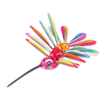 Load image into Gallery viewer, Hand-Painted Carnation Copal Wood Alebrije Bird Ornament - Festival Plumage | NOVICA
