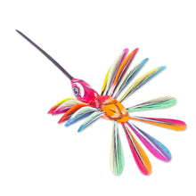 Load image into Gallery viewer, Hand-Painted Carnation Copal Wood Alebrije Bird Ornament - Festival Plumage | NOVICA
