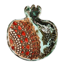 Load image into Gallery viewer, Armenian Turquoise and Red Ceramic Pomegranate Catchall - From the Lagoon | NOVICA
