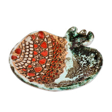 Load image into Gallery viewer, Armenian Turquoise and Red Ceramic Pomegranate Catchall - From the Lagoon | NOVICA
