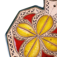 Load image into Gallery viewer, Floral Pomegranate-Shaped Ceramic Windchime in Yellow - Prosperity Melodies | NOVICA
