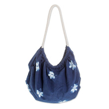 Load image into Gallery viewer, Butterfly-Themed Indigo Cotton Hobo Shoulder Bag - Indigo Hope | NOVICA
