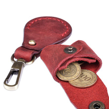 Load image into Gallery viewer, 100% Red Leather Earbud Holder and Keychain Set - Lucky Melody in Red | NOVICA
