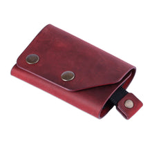 Load image into Gallery viewer, Armenian Handmade Men&#39;s Tri-Fold Leather Wallet in Brick Red - Modern Flair in Red | NOVICA
