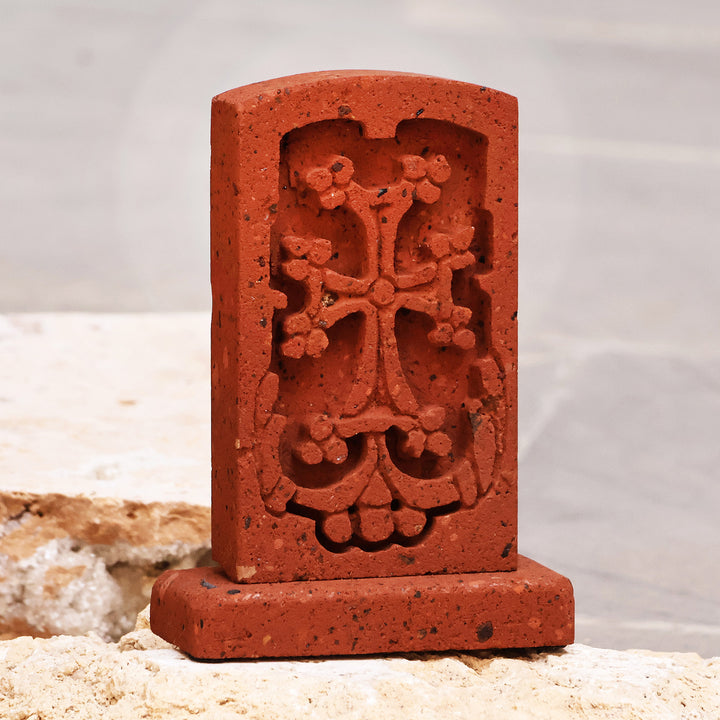 Cross-Themed Tuff Stone Khachkar Stela Sculpture - Sanahin's Khachkar | NOVICA