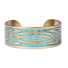 Load image into Gallery viewer, Oxidized Brass Cuff Bracelet with Knots Made in Armenia - Armenian Streaks | NOVICA
