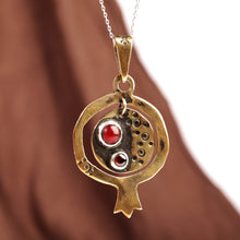 Load image into Gallery viewer, Carnelian Brass Nur Amulet Pendant Necklace - Nur Amulet | NOVICA
